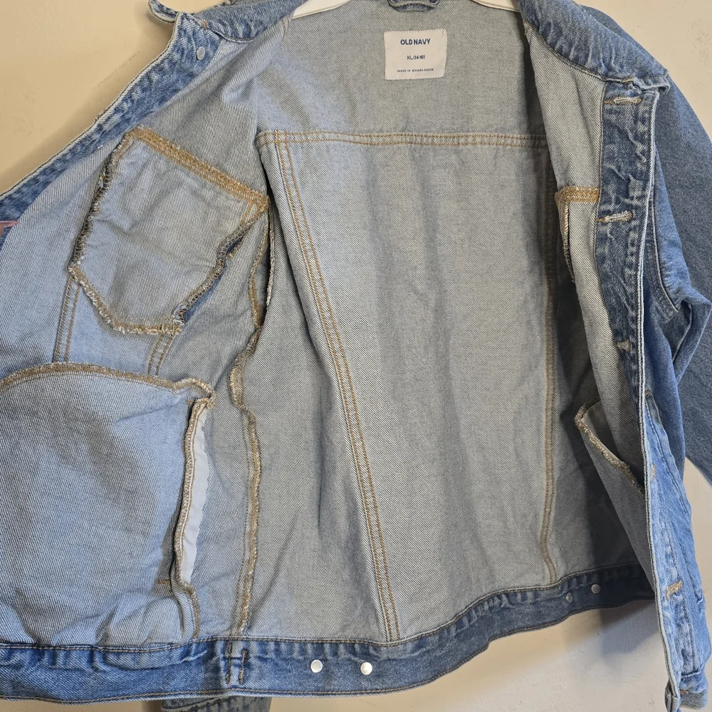 Old Navy Girls XL 14-16 Oversized Denim Jean Jacket Blue 100% Cotton Teen